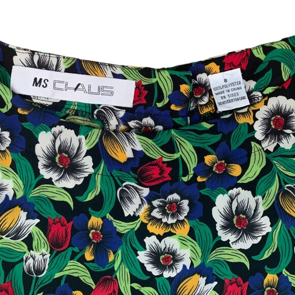 Vintage Ms Chaus Green Floral Boho 2 Piece Casual Top and Skirt Set Size 8 - Picture 5 of 11